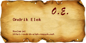 Ondrik Elek névjegykártya